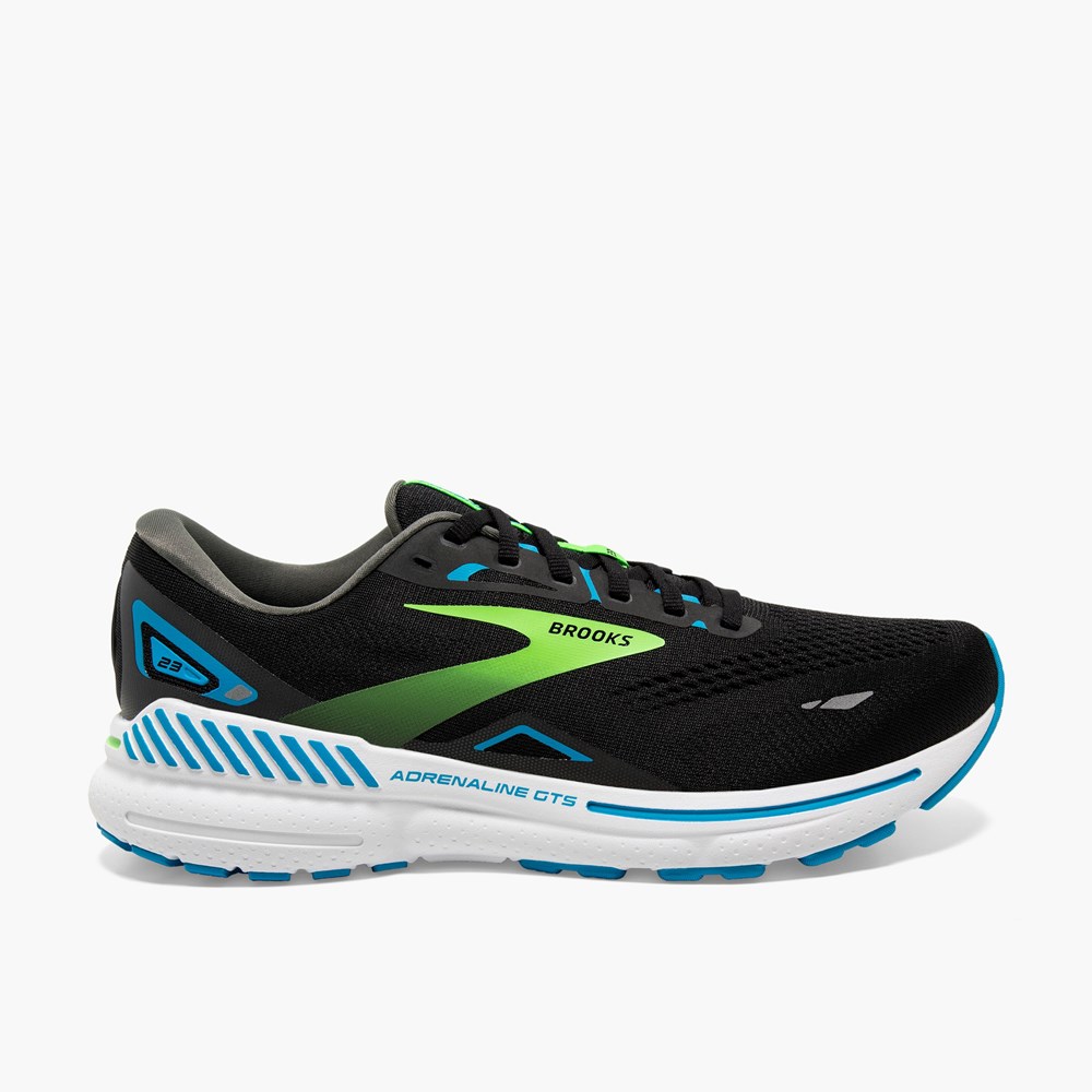 Chaussures Running Route Brooks Adrenaline GTS 23 Noir Vert Homme | EGF-3410233